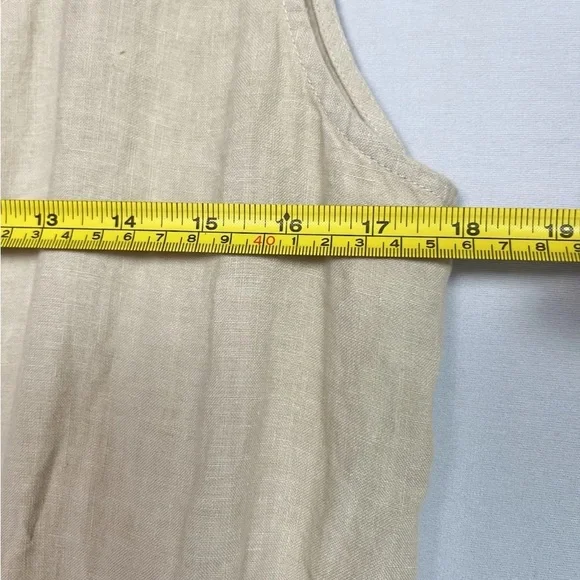 Cloth & Stone Sz M Jumpsuit Linen Drawstring Wide Leg Crop Natural Tan Lagenlook - Picture 6 of 16